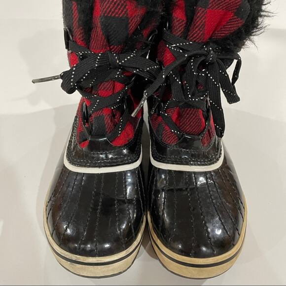 Sorel Out N About Red Buffalo Plaid Winter Rain Mud Duck Boots Size 9 - Picture 2 of 11